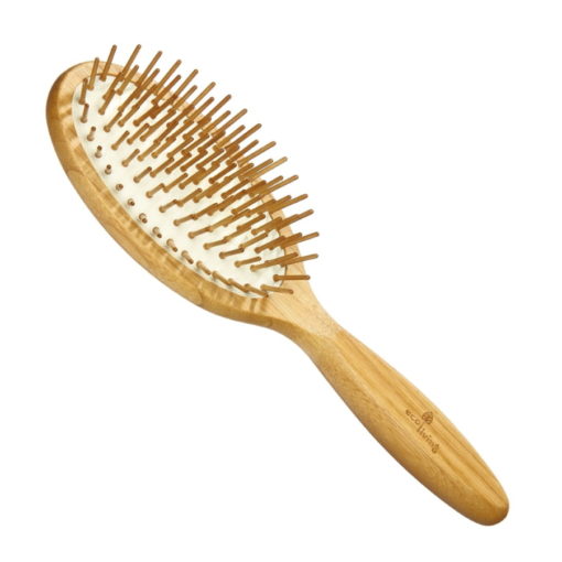 Bamboo Hairbrush With Wooden Pins Oval