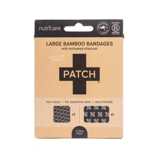 Compostable Organic Large Bamboo Plasters Activated Charcoal Pack of 10