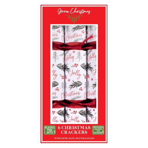 Plastic Free Holly Christmas Crackers 12" Pack of 6